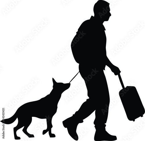 ravel with Dog - Vector Design of a Man and Dog on an Adventure