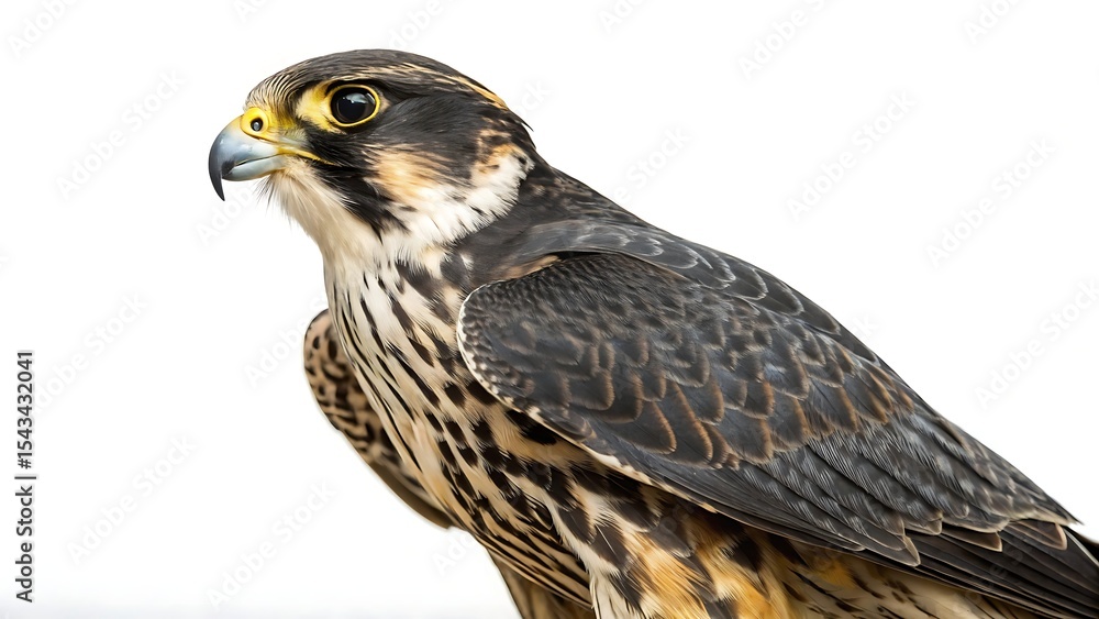 Fototapeta premium Eurasian hobby falco subbuteo isolated on a white background. AI GENERATED