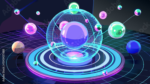 Quantum Multiverse Data Visualizer — Futuristic Vector Infographics.