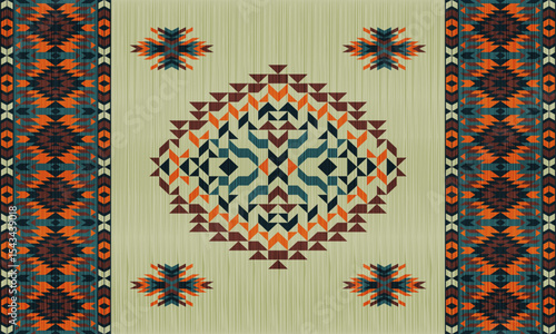 American tribal ethnic native pattern.Traditional Navajo,Aztec,Apache,Southwest and Mexican style fabric pattern.Abstract vector motifs pattern.For fabric,clothing,blanket,carpet,woven,wrap,decoration