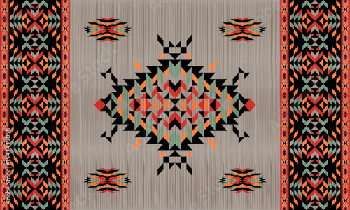 American tribal ethnic native pattern.Traditional Navajo,Aztec,Apache,Southwest and Mexican style fabric pattern.Abstract vector motifs pattern.For fabric,clothing,blanket,carpet,woven,wrap,decoration
