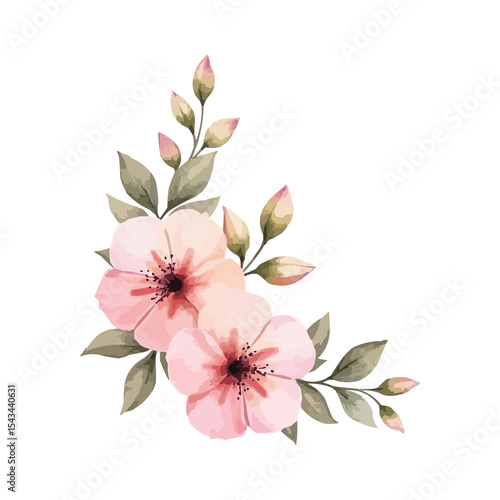 Fototapeta Naklejka Na Ścianę i Meble -  watercolor bouquet of pink flowers