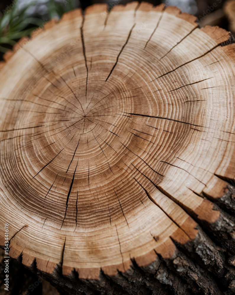 Fototapeta premium High-Resolution Close-Up of Tree Rings on a Cut Log