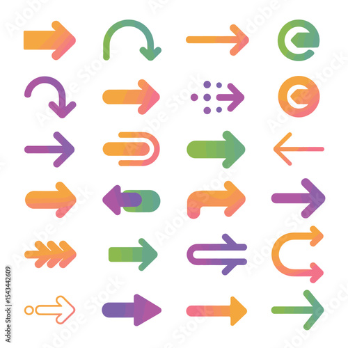 Collection of colorful arrow icons for web design