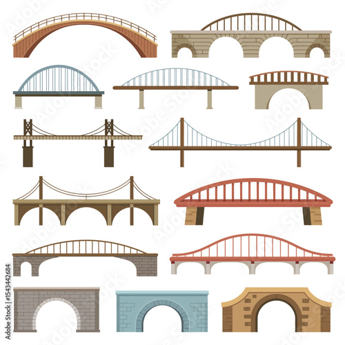 Collection of various bridge types illustration