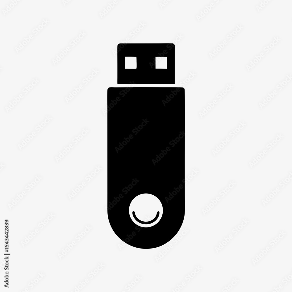 Black USB Flash Drive Icon Isolated on White Background – Minimal Data Storage Device Symbol
Black USB Flash Drive Icon Isolated on White Background – Minimal Data Storage Device Symbol