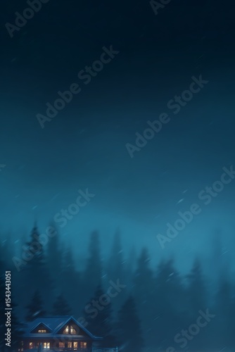 Wallpaper Mural Snowy night cabin in the woods Torontodigital.ca