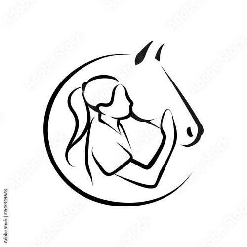 Horse and women line logo