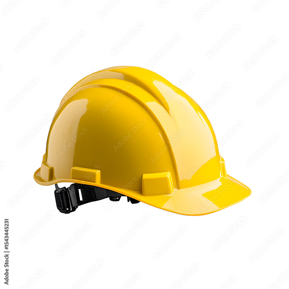 Fototapeta premium Bright yellow safety helmet, ideal for industrial use.