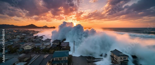 巨大地震で押し寄せる津波