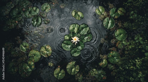 Serene Water Lily Among Gentle Ripples in Calm Garden Pond