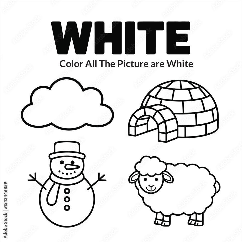 Coloring Page White Theme Snowman Sheep Igloo Cloud Black Outline Simple Illustration Winter Animals Coloring Page White Theme Snowman Sheep Igloo Cloud Black Outline Simple Illustration Winter Animals