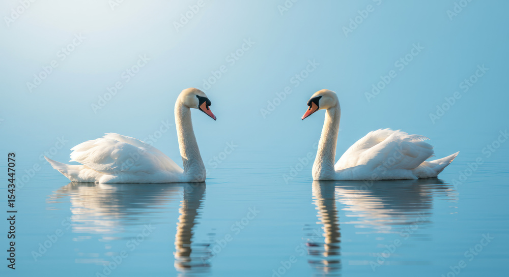 Fototapeta premium Elegant Swans A Symbol of Love and Grace on Calm Water