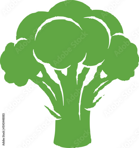 Simple green broccoli silhouette in a minimalist. Vector illustration
