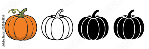 A Set of Four Pumpkin Illustrations Versatile Designs for Fall Projects