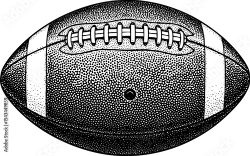 Black and white sketch of an american football ball with texture details. Vector illustration
