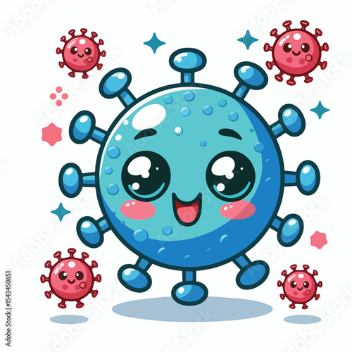 cute cartoon virus image vector on plain white background
