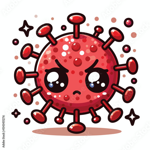 cute cartoon virus image vector on plain white background
