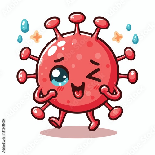 cute cartoon virus image vector on plain white background