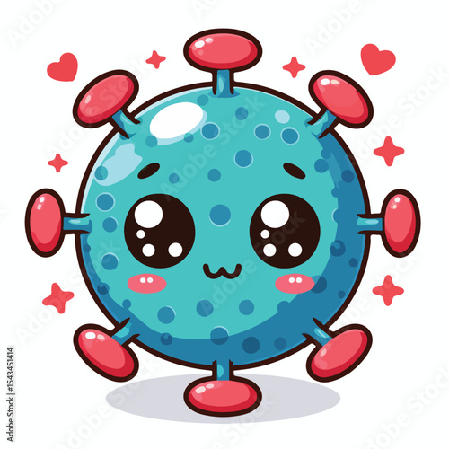 cute cartoon virus image vector on plain white background