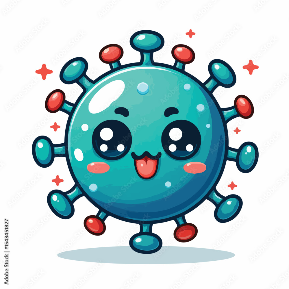 Fototapeta premium cute cartoon virus image vector on plain white background