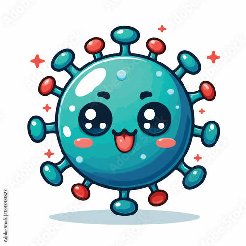 cute cartoon virus image vector on plain white background
