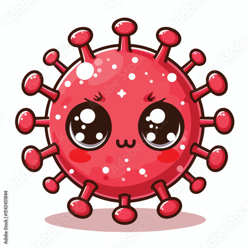 cute cartoon virus image vector on plain white background