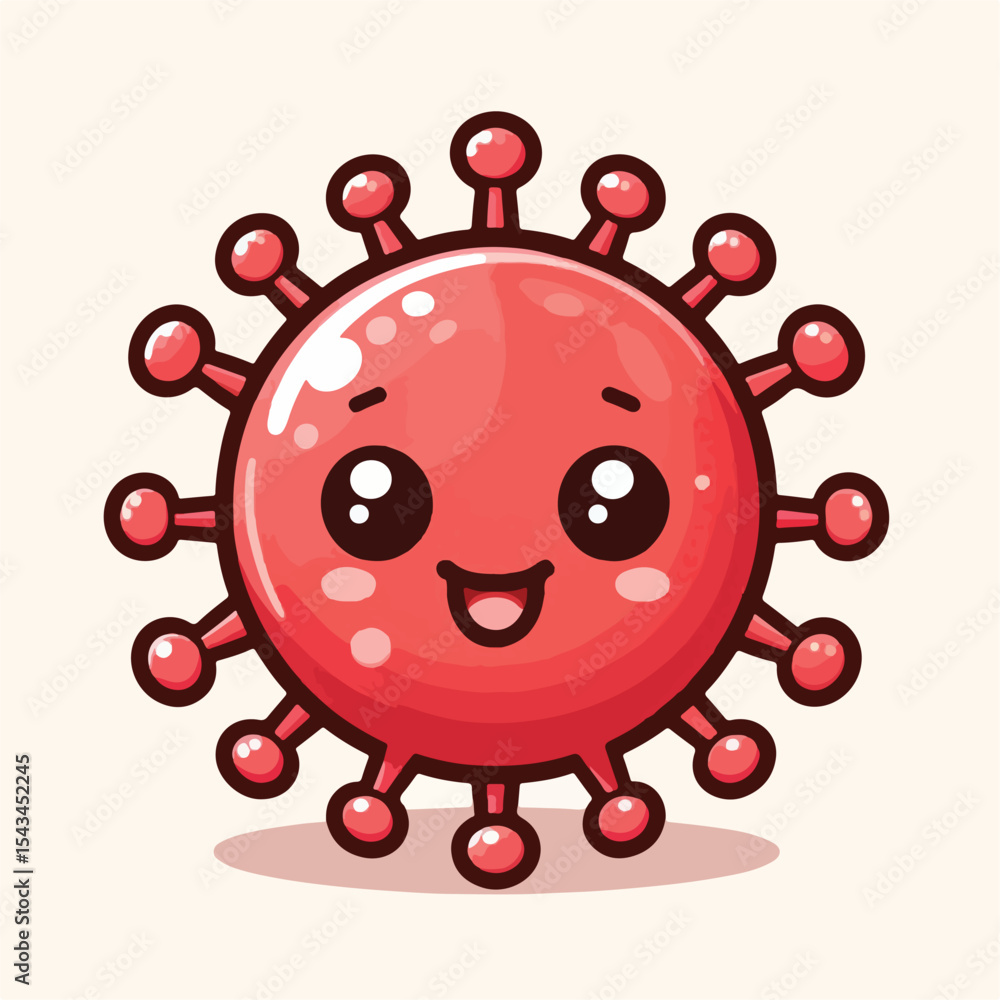 Fototapeta premium cute cartoon virus image vector on plain white background
