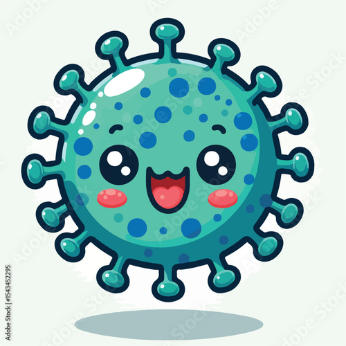cute cartoon virus image vector on plain white background