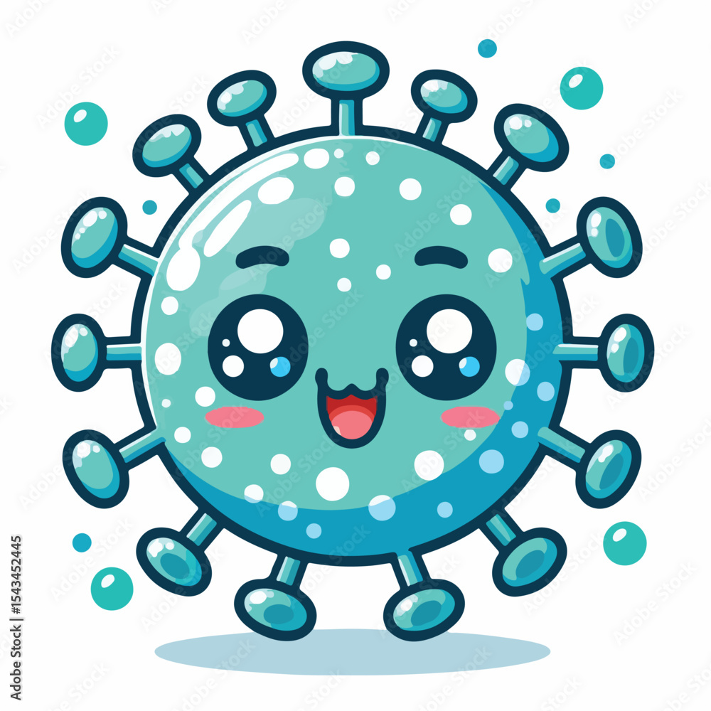 Obraz premium cute cartoon virus image vector on plain white background