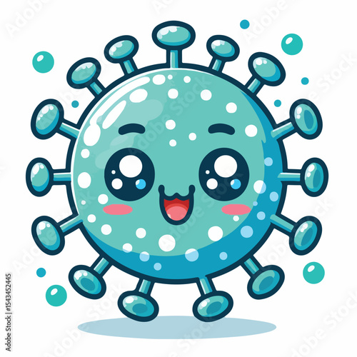 cute cartoon virus image vector on plain white background