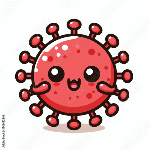 cute cartoon virus image vector on plain white background