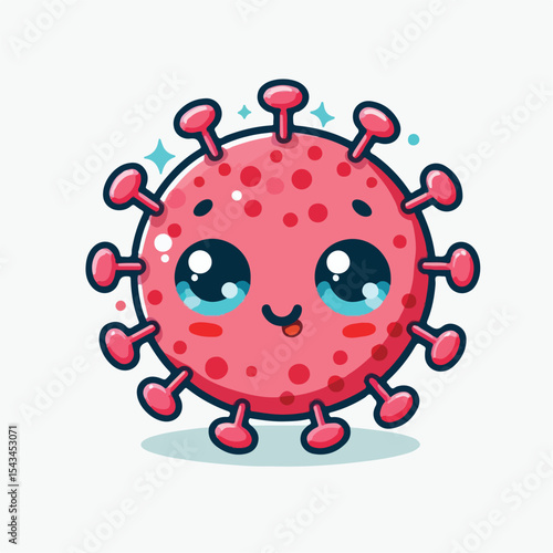 cute cartoon virus image vector on plain white background