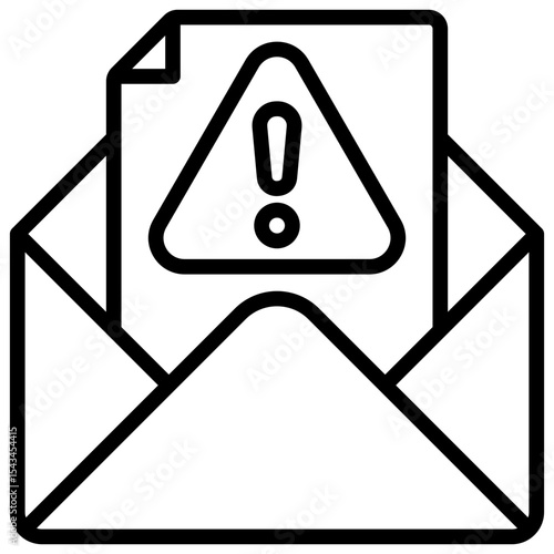 Email Warning - Outline Icon - Envelope with alert symbol, showing email-based warning or risk notification