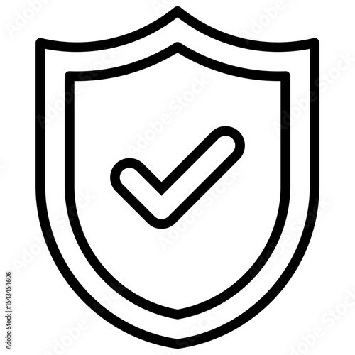 Security Badge - Outline Icon - Shield with check mark, symbolizing safety, protection, and verified security status