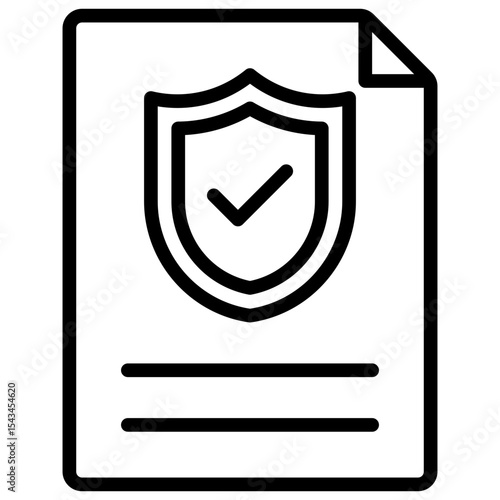 Security Report - Outline Icon - Document with shield and checkmark, symbolizing a validated security report