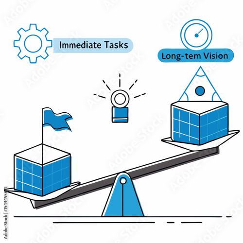 Balancing immediate tasks with long-term vision illustration