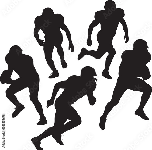 Quarterback Throwing Pass Silhouette

Touchdown Celebration Vector Design

Football Player in Action Silhouette

Helmet and Ball American Football Art

Team Huddle on Field Silhouette Scene