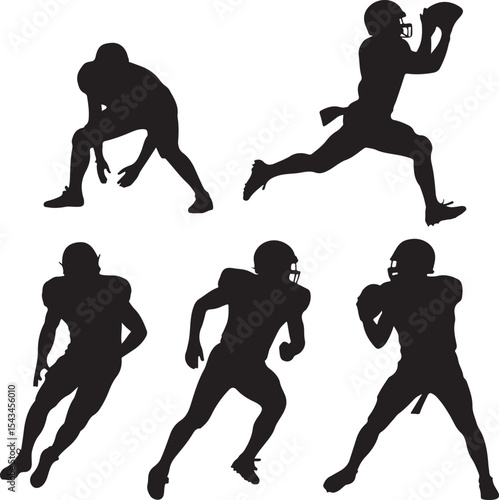 Quarterback Throwing Pass Silhouette

Touchdown Celebration Vector Design

Football Player in Action Silhouette

Helmet and Ball American Football Art

Team Huddle on Field Silhouette Scene