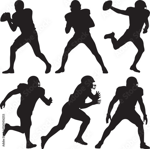 Quarterback Throwing Pass Silhouette

Touchdown Celebration Vector Design

Football Player in Action Silhouette

Helmet and Ball American Football Art

Team Huddle on Field Silhouette Scene