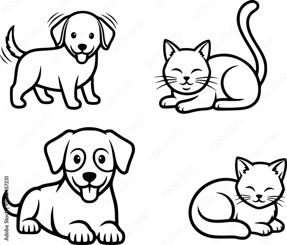 set of pet icons, dog, cat, puppy, animals set of pet icons, dog, cat, puppy, animals