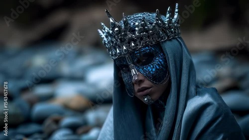 futuristic woman wearing a crown and mask