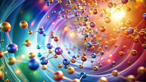 Abstract Molecular Structure A Colorful Swirl of Connected Atoms and Bonds in Vibrant Hues