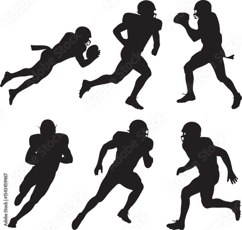Quarterback Throwing Pass Silhouette

Touchdown Celebration Vector Design

Football Player in Action Silhouette

Helmet and Ball American Football Art

Team Huddle on Field Silhouette Scene