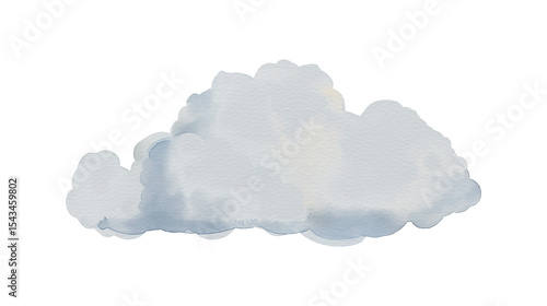 watercolor painting, fluffy white clouds