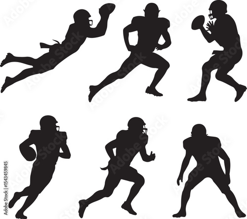 Quarterback Throwing Pass Silhouette

Touchdown Celebration Vector Design

Football Player in Action Silhouette

Helmet and Ball American Football Art

Team Huddle on Field Silhouette Scene