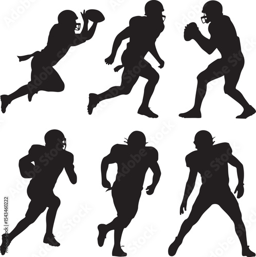 Quarterback Throwing Pass Silhouette

Touchdown Celebration Vector Design

Football Player in Action Silhouette

Helmet and Ball American Football Art

Team Huddle on Field Silhouette Scene