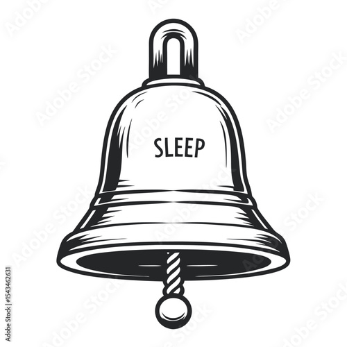 Monochrome Illustration of a Bell with                                                                                                                