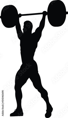  Weightlifter Split Jerk Silhouette Illustration
