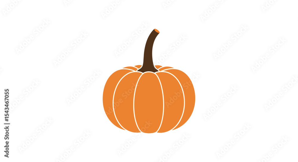 Vibrant Orange Pumpkin with Brown Stem Against Plain White Background Representing Autumn Harvest Vibrant Orange Pumpkin with Brown Stem Against Plain White Background Representing Autumn Harvest